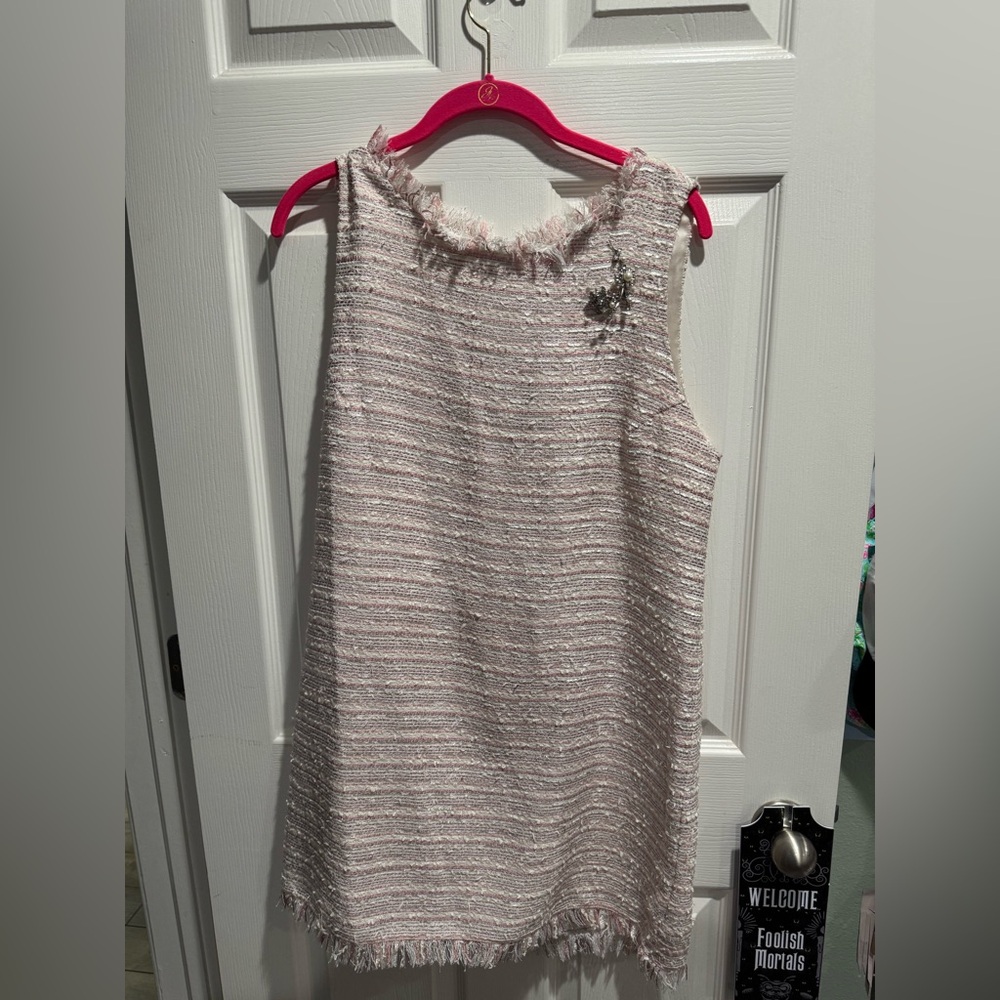 Alice + Olivia Pink Tweed Sparkle Dress Size L